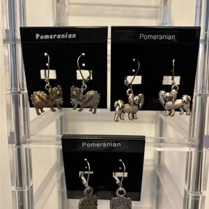 Pomeranian Dog Earrings - pewter